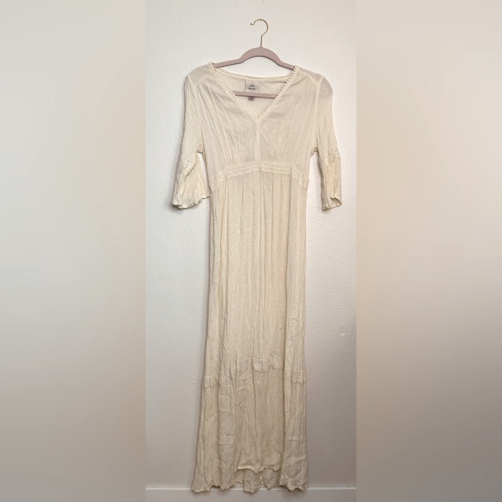 Cream white dress.